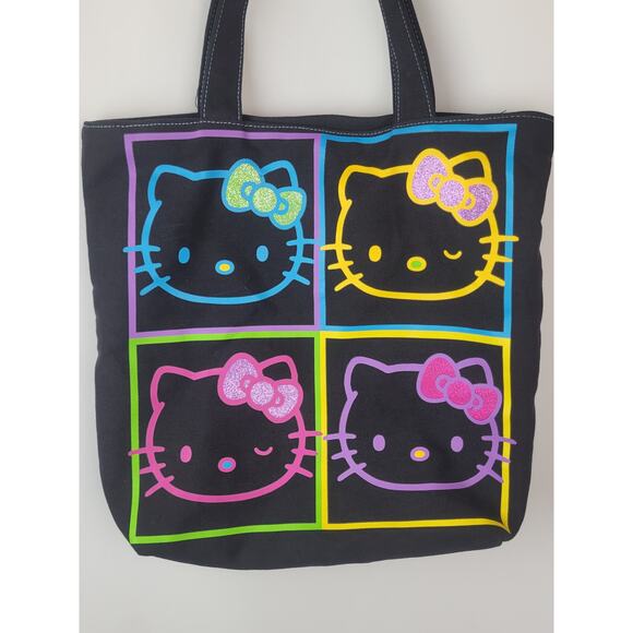 Sanrio Hello Kitty Black Tote Zippered Bag Size Medium - Picture 2 of 10
